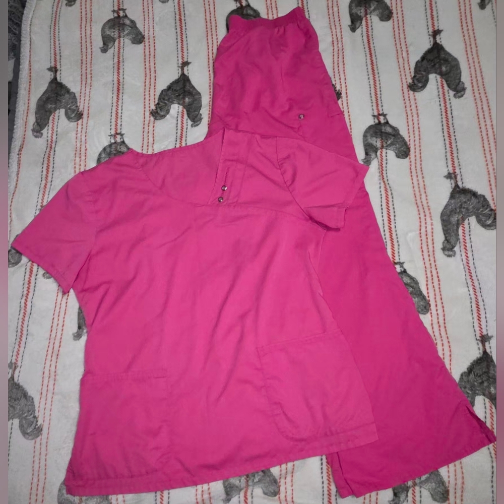 Women's Pink Utility Scrub Top and Pants Set